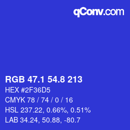 カラーコード: RGB 47.1 54.8 213 | qconv.com