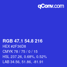 カラーコード: RGB 47.1 54.8 216 | qconv.com