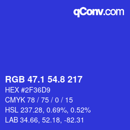 カラーコード: RGB 47.1 54.8 217 | qconv.com
