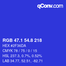 カラーコード: RGB 47.1 54.8 218 | qconv.com