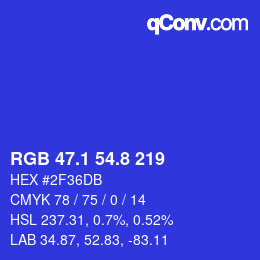 カラーコード: RGB 47.1 54.8 219 | qconv.com