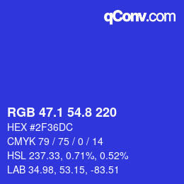 カラーコード: RGB 47.1 54.8 220 | qconv.com