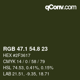 カラーコード: RGB 47.1 54.8 23 | qconv.com