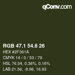 Farbcode: RGB 47.1 54.8 26 | qconv.com