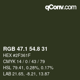 Color code: RGB 47.1 54.8 31 | qconv.com