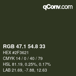 Color code: RGB 47.1 54.8 33 | qconv.com