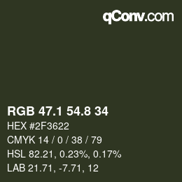 Color code: RGB 47.1 54.8 34 | qconv.com