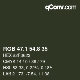 Color code: RGB 47.1 54.8 35 | qconv.com