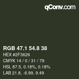 Color code: RGB 47.1 54.8 38 | qconv.com