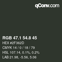Color code: RGB 47.1 54.8 45 | qconv.com