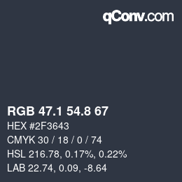 Color code: RGB 47.1 54.8 67 | qconv.com
