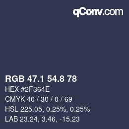Color code: RGB 47.1 54.8 78 | qconv.com