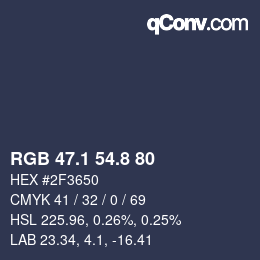 Color code: RGB 47.1 54.8 80 | qconv.com