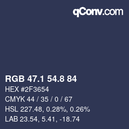 Color code: RGB 47.1 54.8 84 | qconv.com