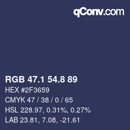 Color code: RGB 47.1 54.8 89 | qconv.com