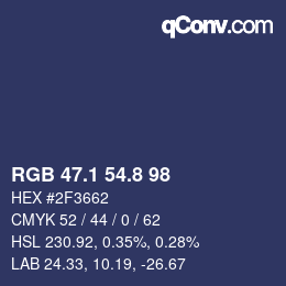 Color code: RGB 47.1 54.8 98 | qconv.com