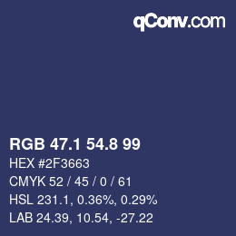 Color code: RGB 47.1 54.8 99 | qconv.com