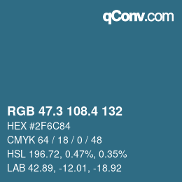 カラーコード: RGB 47.3 108.4 132 | qconv.com