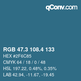 カラーコード: RGB 47.3 108.4 133 | qconv.com