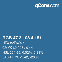 カラーコード: RGB 47.3 108.4 151 | qconv.com