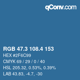 カラーコード: RGB 47.3 108.4 153 | qconv.com