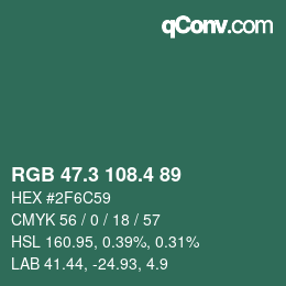カラーコード: RGB 47.3 108.4 89 | qconv.com