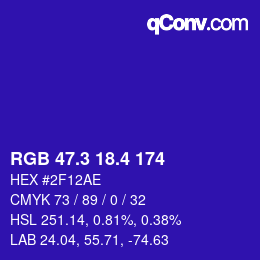 カラーコード: RGB 47.3 18.4 174 | qconv.com