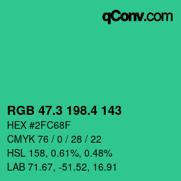 カラーコード: RGB 47.3 198.4 143 | qconv.com