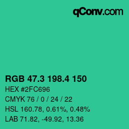 カラーコード: RGB 47.3 198.4 150 | qconv.com