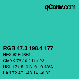 カラーコード: RGB 47.3 198.4 177 | qconv.com