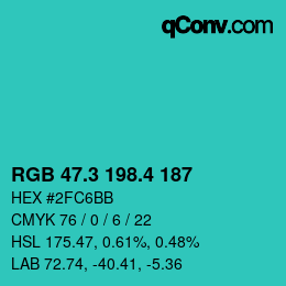 カラーコード: RGB 47.3 198.4 187 | qconv.com