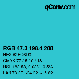 カラーコード: RGB 47.3 198.4 208 | qconv.com