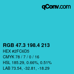 カラーコード: RGB 47.3 198.4 213 | qconv.com