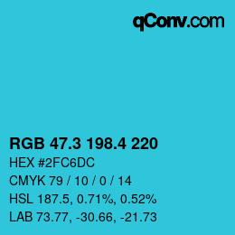 カラーコード: RGB 47.3 198.4 220 | qconv.com