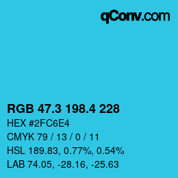 カラーコード: RGB 47.3 198.4 228 | qconv.com