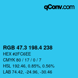 カラーコード: RGB 47.3 198.4 238 | qconv.com