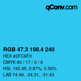 カラーコード: RGB 47.3 198.4 240 | qconv.com