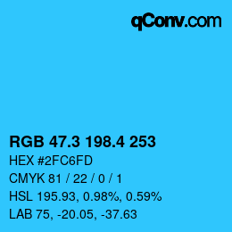 カラーコード: RGB 47.3 198.4 253 | qconv.com