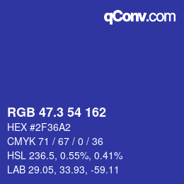 カラーコード: RGB 47.3 54 162 | qconv.com
