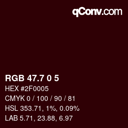 カラーコード: RGB 47.7 0 5 | qconv.com