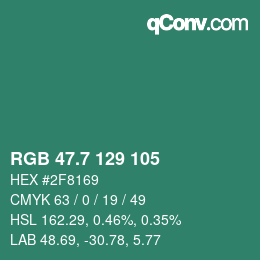 カラーコード: RGB 47.7 129 105 | qconv.com