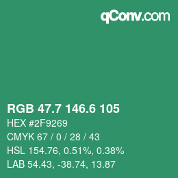 カラーコード: RGB 47.7 146.6 105 | qconv.com
