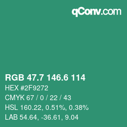 カラーコード: RGB 47.7 146.6 114 | qconv.com