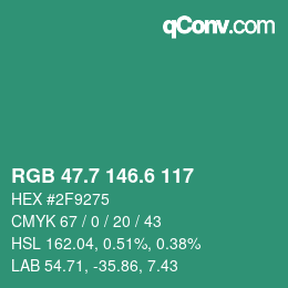 カラーコード: RGB 47.7 146.6 117 | qconv.com