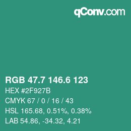 カラーコード: RGB 47.7 146.6 123 | qconv.com