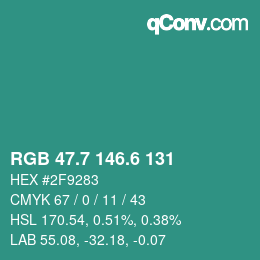 カラーコード: RGB 47.7 146.6 131 | qconv.com