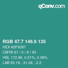 カラーコード: RGB 47.7 146.6 135 | qconv.com