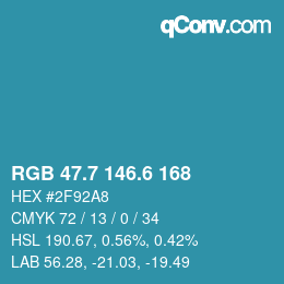 カラーコード: RGB 47.7 146.6 168 | qconv.com
