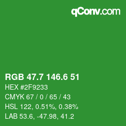 カラーコード: RGB 47.7 146.6 51 | qconv.com
