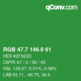 カラーコード: RGB 47.7 146.6 61 | qconv.com